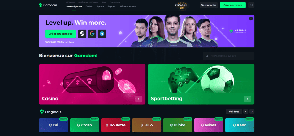GamDom Casino S’inscrire à Gam Dom Casino pour les francais